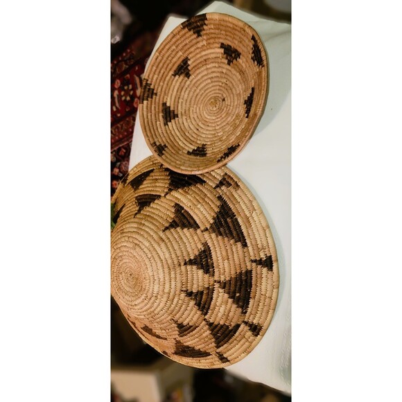 VTG Botswana Coiled Basket Bowl Set 2"Flight of the Swallows" Pattern hand woven - Picture 12 of 16